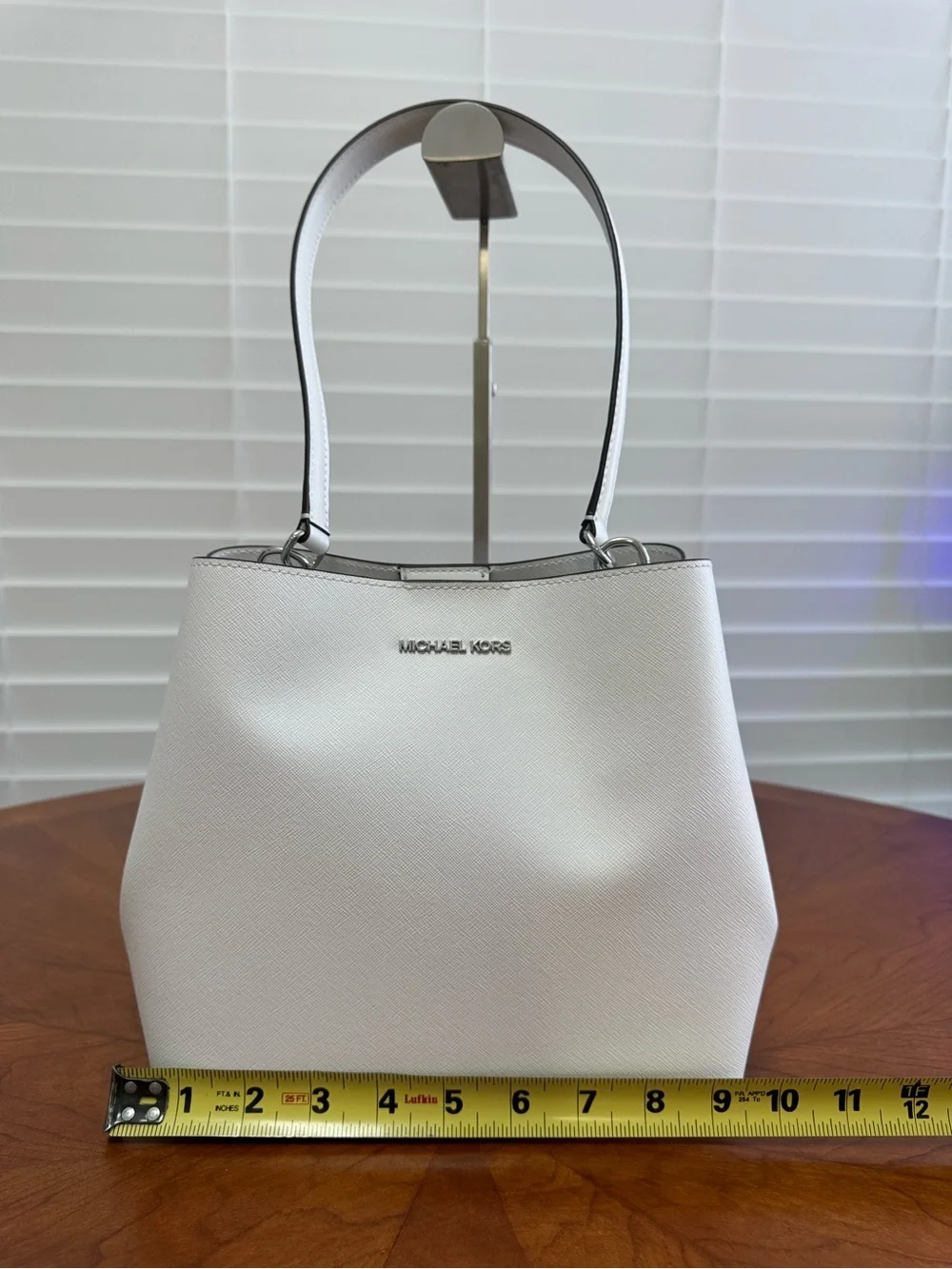 Michael Kors White Saffiano Leather Shoulder Bag